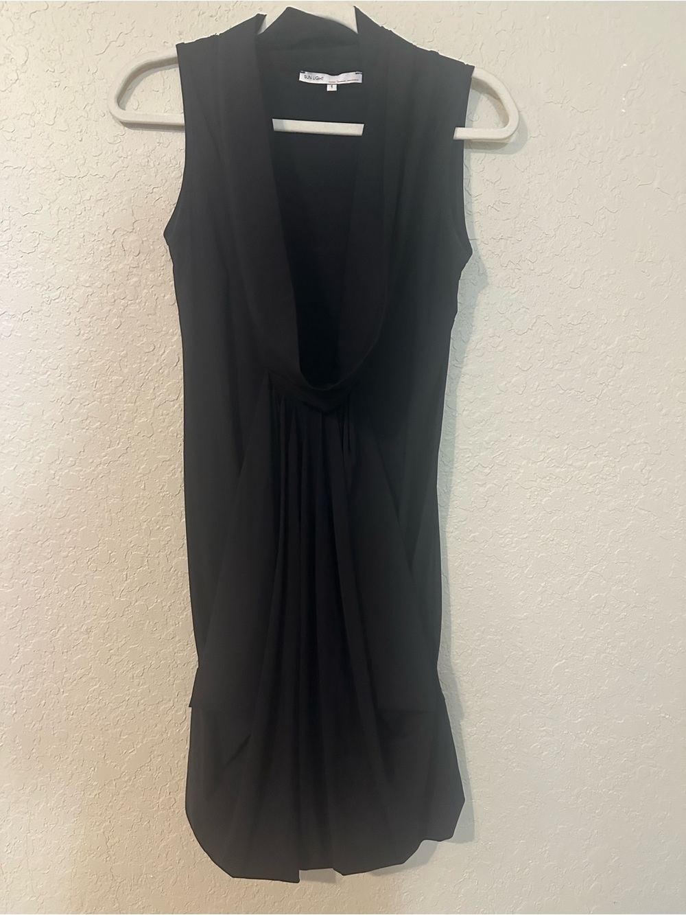 Sun light Sleeveless Black Draped Cowl Neck Dress 4